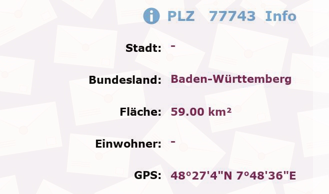 Postleitzahl 77743 Baden-Württemberg Information