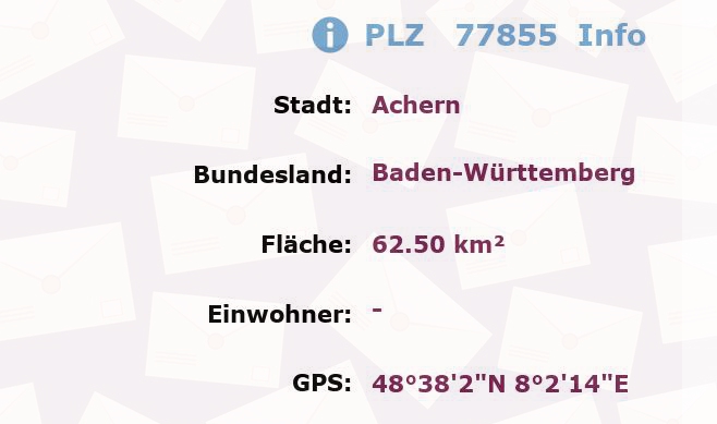 Postleitzahl 77855 Achern, Baden-Württemberg Information