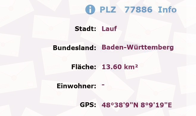 Postleitzahl 77886 Lauf, Baden-Württemberg Information