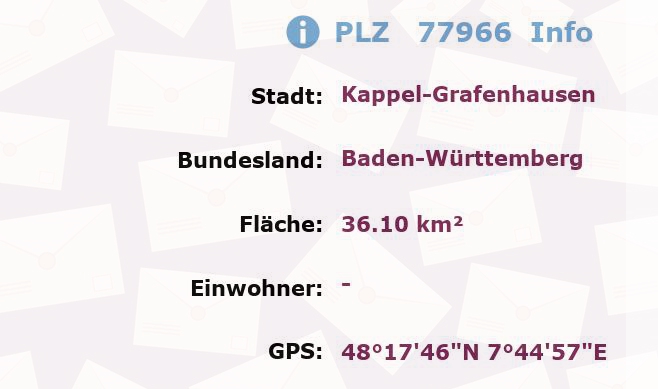 Postleitzahl 77966 Kappel-Grafenhausen, Baden-Württemberg Information