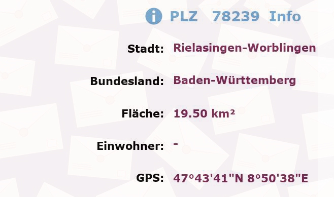 Postleitzahl 78239 Rielasingen-Worblingen, Baden-Württemberg Information