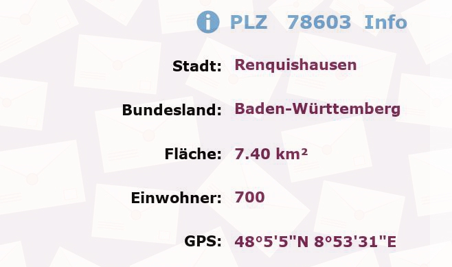 Postleitzahl 78603 Renquishausen, Baden-Württemberg Information