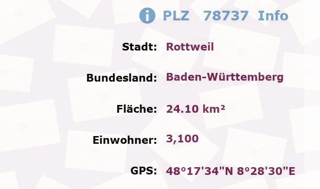 Postleitzahl 78737 Rottweil, Baden-Württemberg Information