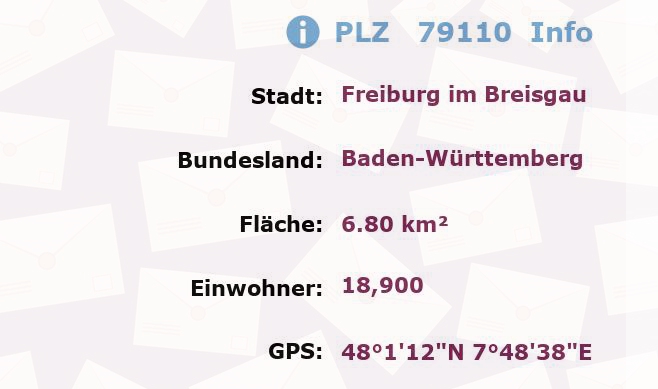 Postleitzahl 79110 Freiburg im Breisgau, Baden-Württemberg Information
