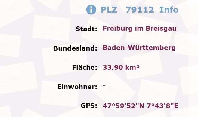 Postleitzahl 79112 Freiburg im Breisgau, Baden-Württemberg Information