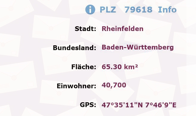 Postleitzahl 79618 Rheinfelden, Baden-Württemberg Information