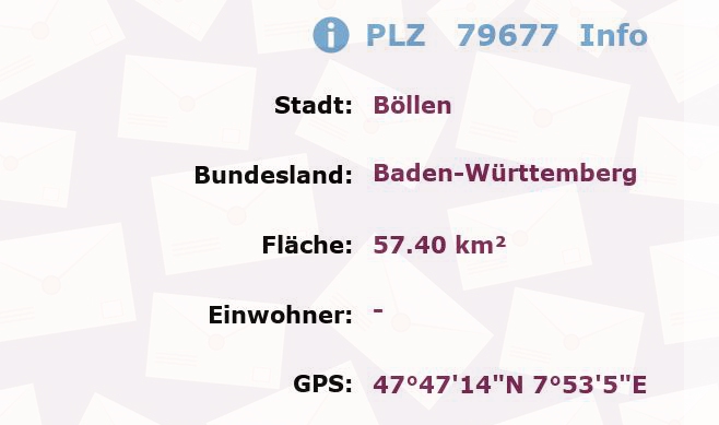 Postleitzahl 79677 Böllen, Baden-Württemberg Information