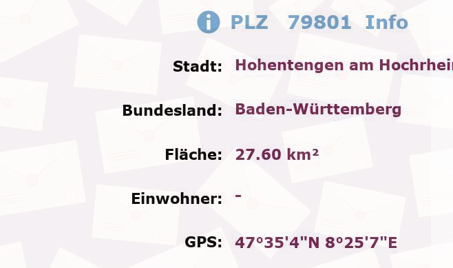 Postleitzahl 79801 Hohentengen am Hochrhein, Baden-Württemberg Information