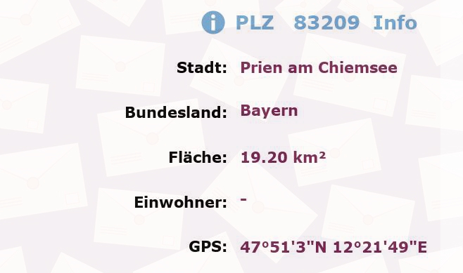 Postleitzahl 83209 Prien am Chiemsee, Bayern Information