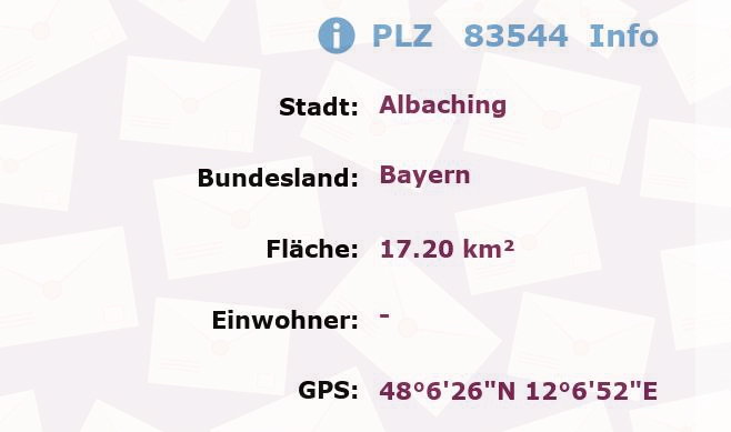 Postleitzahl 83544 Albaching, Bayern Information