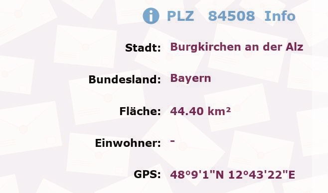 Postleitzahl 84508 Burgkirchen an der Alz, Bayern Information