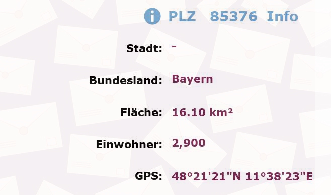 Postleitzahl 85376 Bayern Information