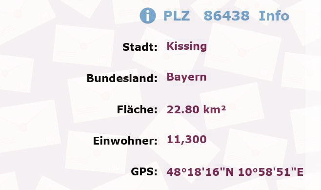 Postleitzahl 86438 Kissing, Bayern Information