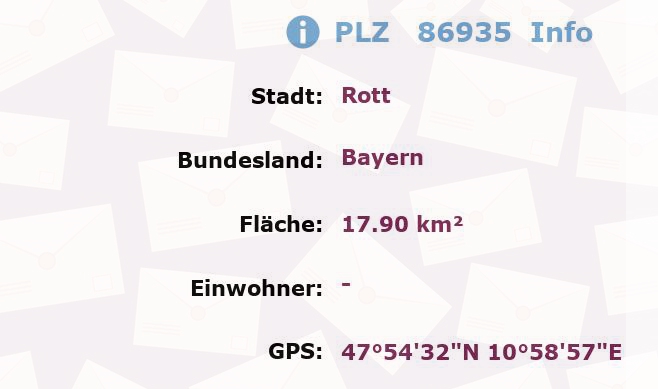 Postleitzahl 86935 Rott, Bayern Information