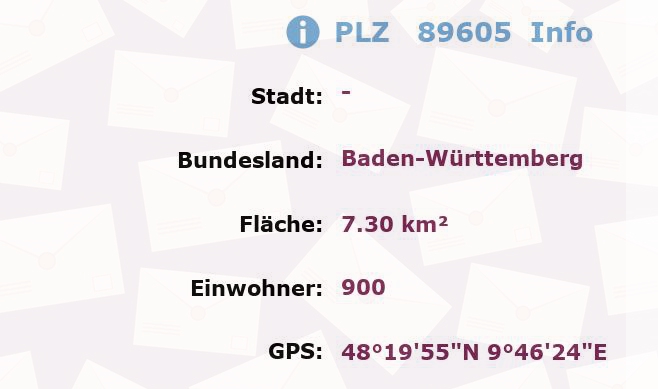 Postleitzahl 89605 Baden-Württemberg Information