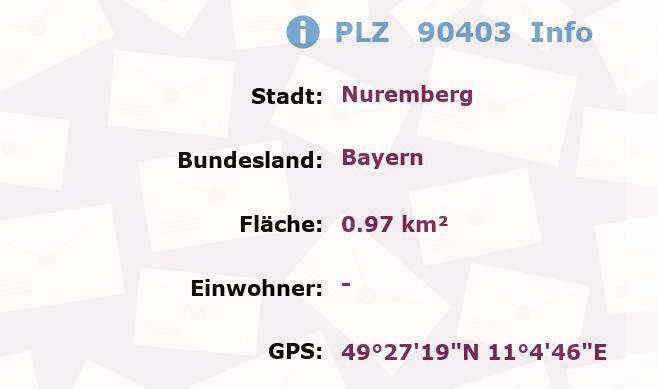 Postleitzahl 90403 Nuremberg, Bayern Information