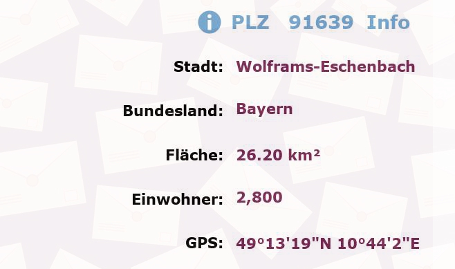 Postleitzahl 91639 Wolframs-Eschenbach, Bayern Information