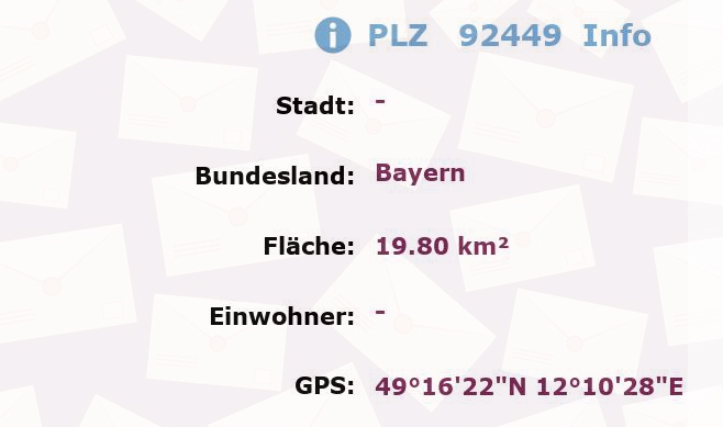 Postleitzahl 92449 Bayern Information