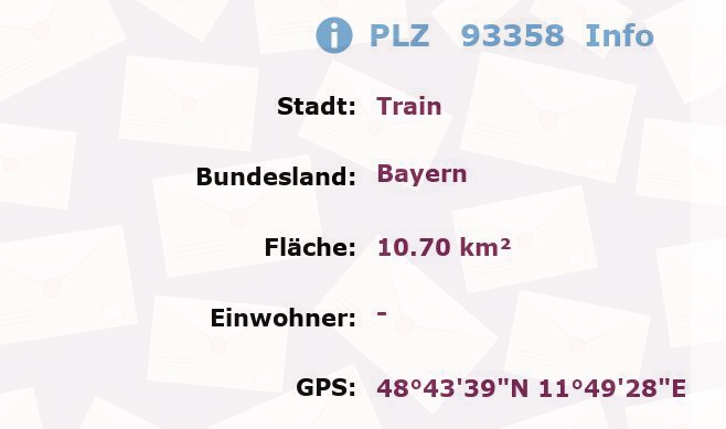 Postleitzahl 93358 Train, Bayern Information