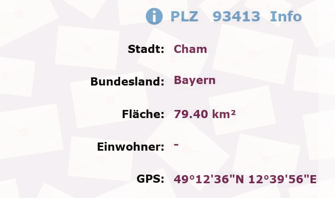 Postleitzahl 93413 Cham, Bayern Information