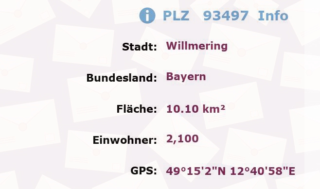 Postleitzahl 93497 Willmering, Bayern Information