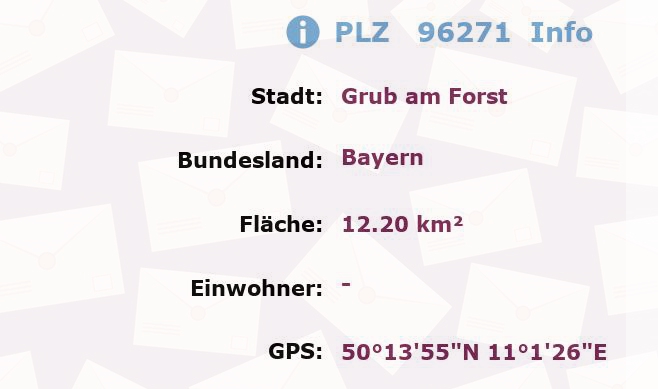 Postleitzahl 96271 Grub am Forst, Bayern Information