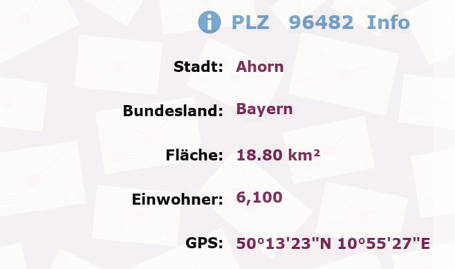 Postleitzahl 96482 Ahorn, Bayern Information