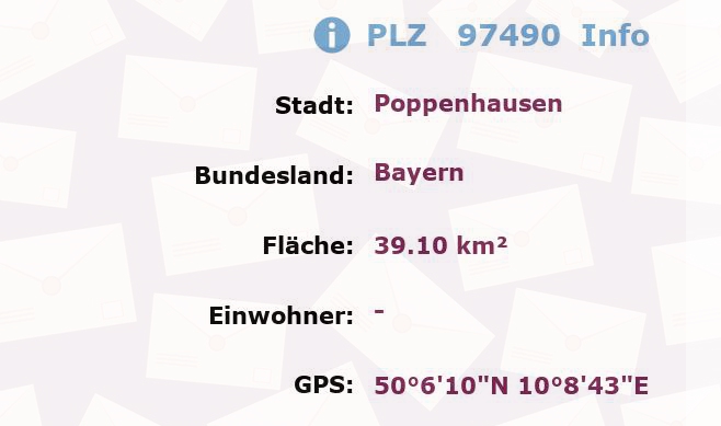 Postleitzahl 97490 Poppenhausen, Bayern Information