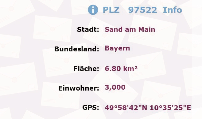 Postleitzahl 97522 Sand am Main, Bayern Information