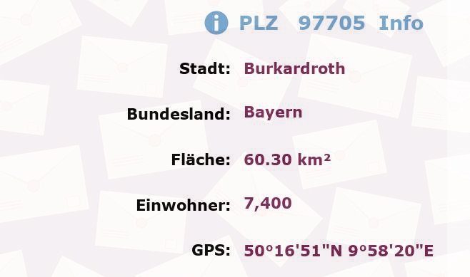 Postleitzahl 97705 Burkardroth, Bayern Information