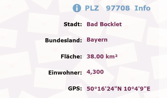 Postleitzahl 97708 Bad Bocklet, Bayern Information