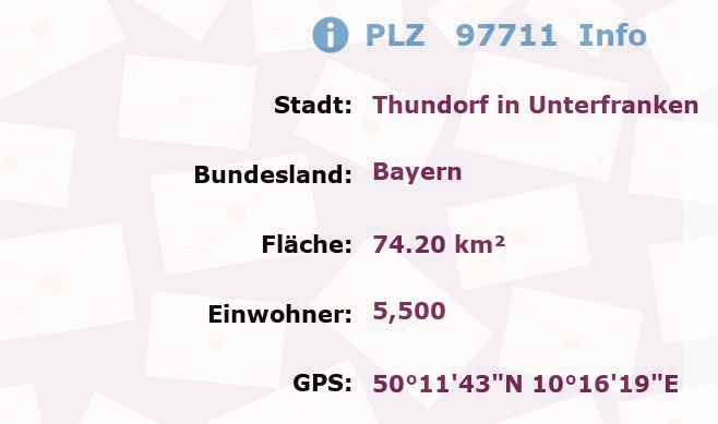 Postleitzahl 97711 Thundorf in Unterfranken, Bayern Information