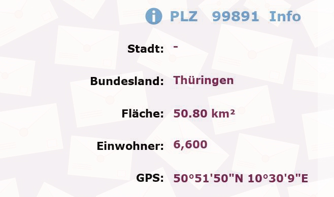 Postleitzahl 99891 Thüringen Information