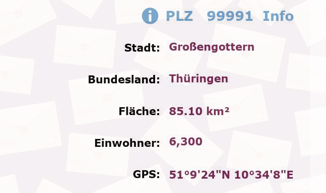 Postleitzahl 99991 Großengottern, Thüringen Information