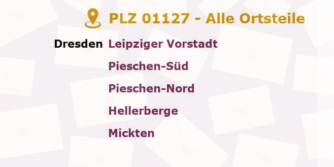 Postleitzahl 01127 Dresden, Sachsen - Alle Orte und Ortsteile