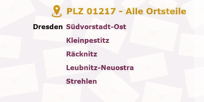 Postleitzahl 01217 Dresden, Sachsen - Alle Orte und Ortsteile