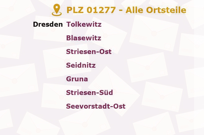 Postleitzahl 01277 Dresden, Sachsen - Alle Orte und Ortsteile