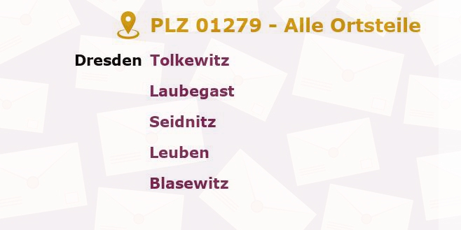 Postleitzahl 01279 Dresden, Sachsen - Alle Orte und Ortsteile