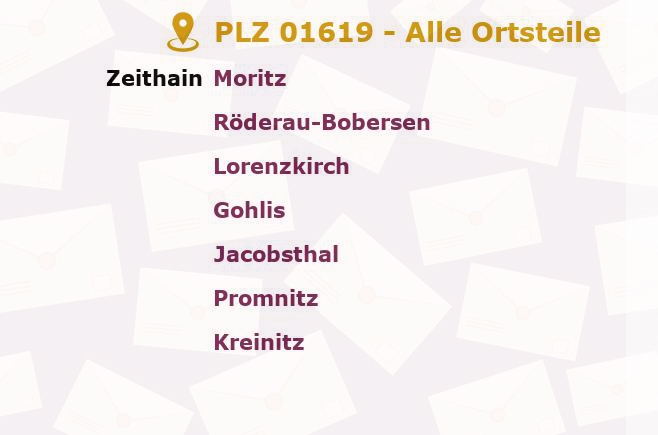 Postleitzahl 01619 Zeithain, Sachsen - Alle Orte und Ortsteile