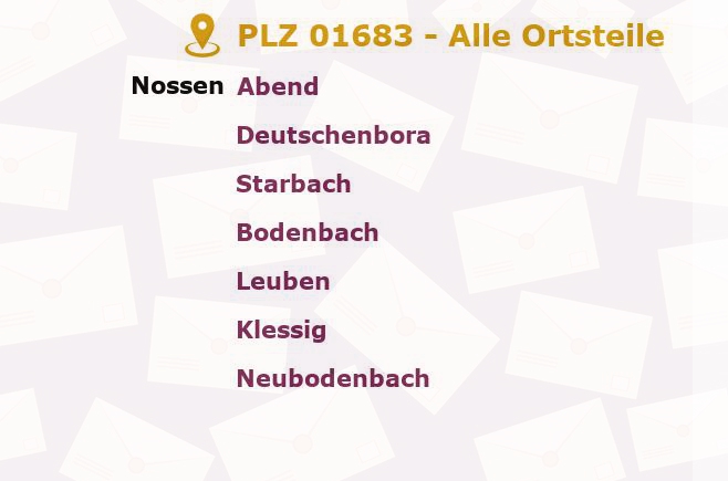 Postleitzahl 01683 Nossen, Sachsen - Alle Orte und Ortsteile