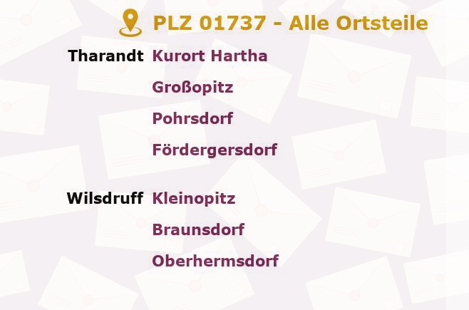 Postleitzahl 01737 Tharandt, Sachsen - Alle Orte und Ortsteile