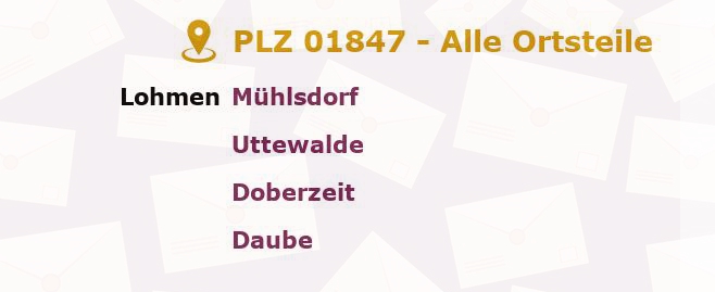 Postleitzahl 01847 Lohmen, Sachsen - Alle Orte und Ortsteile