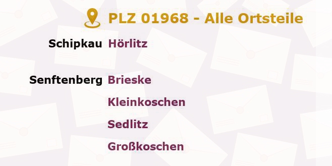 Postleitzahl 01968 Schipkau, Brandenburg - Alle Orte und Ortsteile