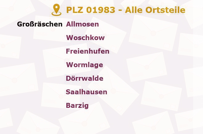 Postleitzahl 01983 Brandenburg - Alle Orte und Ortsteile