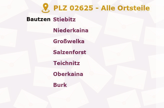 Postleitzahl 02625 Bautzen, Sachsen - Alle Orte und Ortsteile