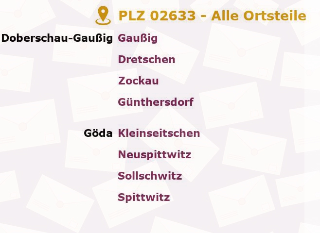 Postleitzahl 02633 Göda, Sachsen - Alle Orte und Ortsteile