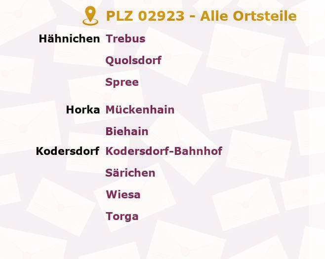 Postleitzahl 02923 Horka, Sachsen - Alle Orte und Ortsteile