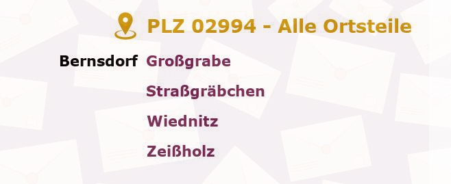 Postleitzahl 02994 Bernsdorf, Sachsen - Alle Orte und Ortsteile