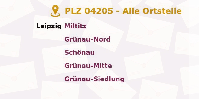 Postleitzahl 04205 Leipzig, Sachsen - Alle Orte und Ortsteile