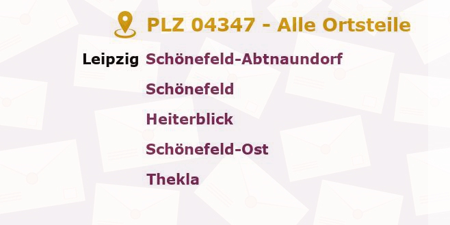Postleitzahl 04347 Leipzig, Sachsen - Alle Orte und Ortsteile